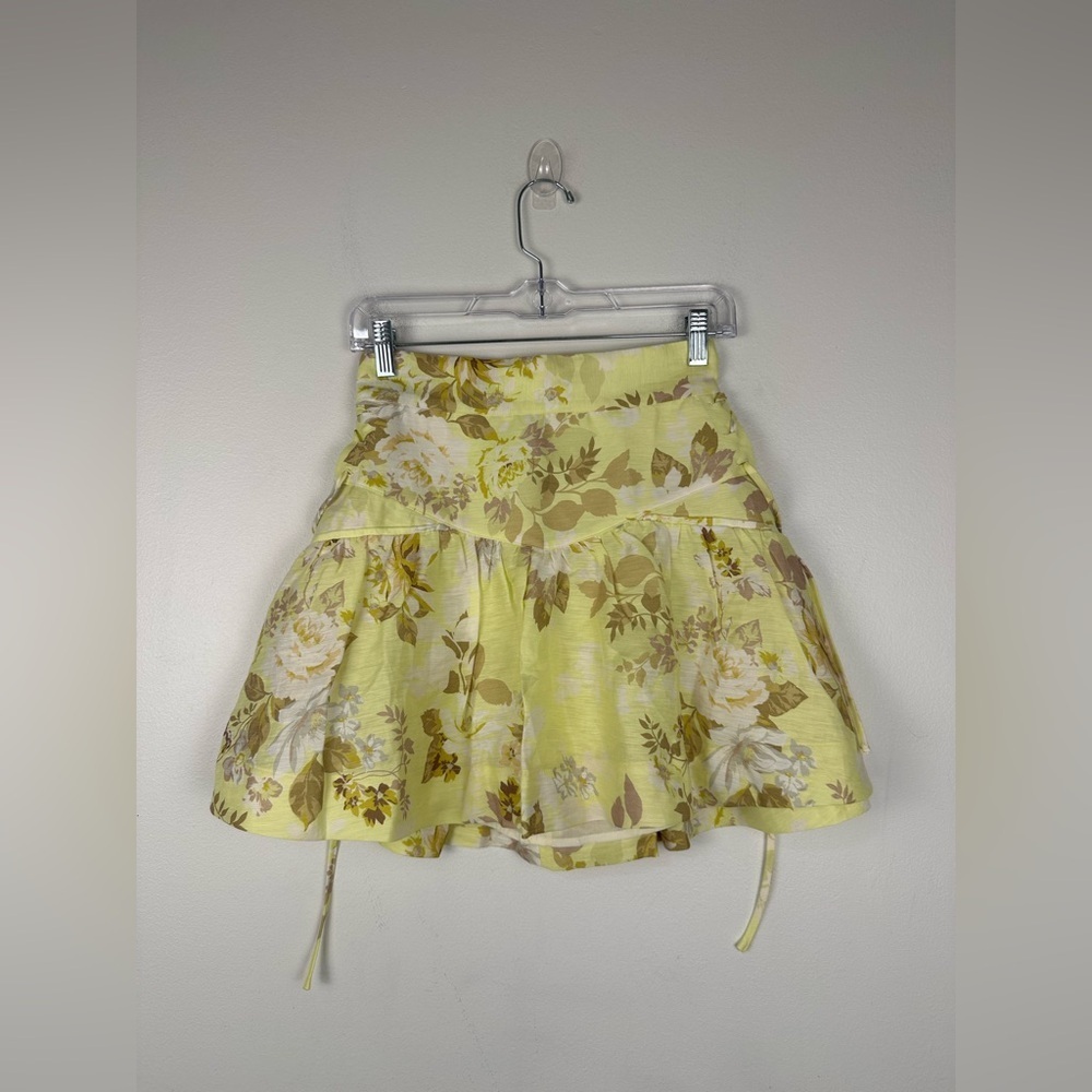 Shona Joy Martina Lace Up‎ Mini Skirt Lemon Lime Women’s Sz 8 NWT - Picture 2 of 12